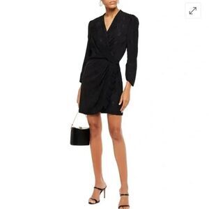 SANDRO Walls Wrap Effect Floral Jacquard Mini Dress Sz‎ 40 (L)